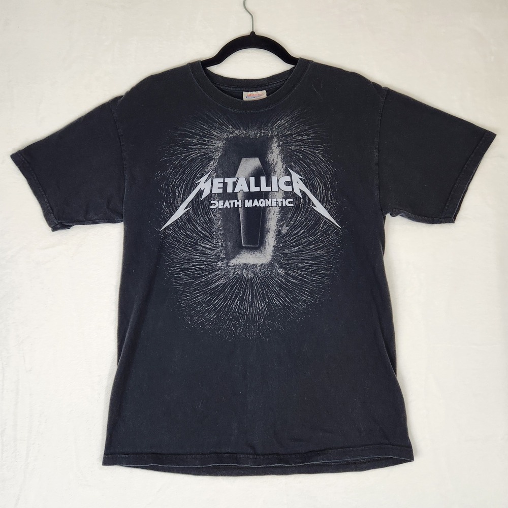 Metallica Death Magnetic Band T-Shirt Hanes Heavyweight Black Medium Metal Rock
